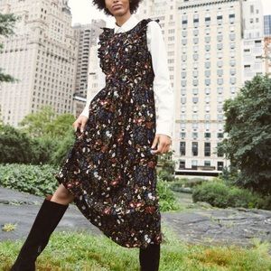 Corduroy Ruffle-Front Dress in Finch Floral, NWT, Size 4